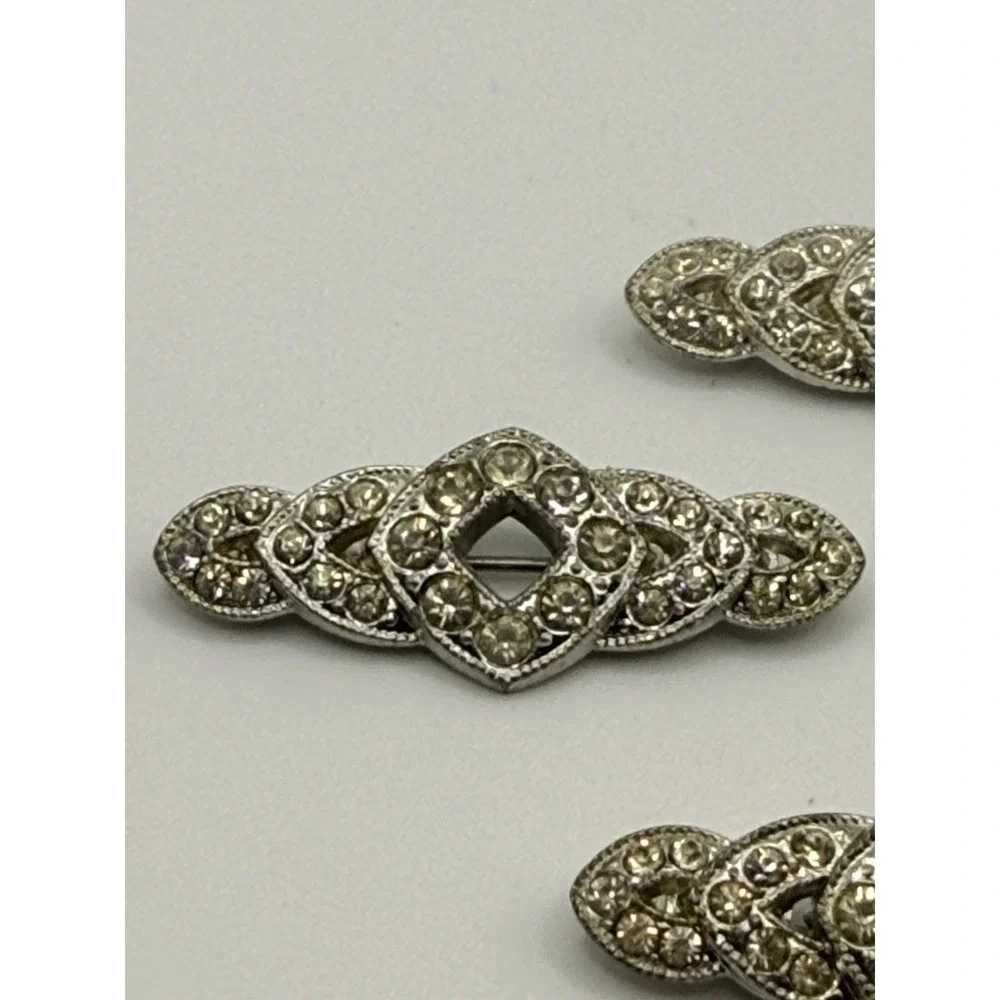 Vintage Bar‎ Brooch Lot of Four Goody Pat Pending Clear Rhinestone READ